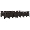 vidaXL Conjunto de Jantar para Jardim com Almofadas 15 unid. Castanho