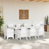 vidaXL Conjunto de Jantar para Jardim 9 pcs Branco Rattan Polt
