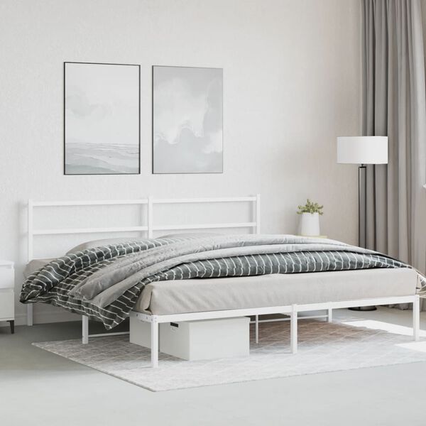vidaXL Estrutura de cama com cabeceira 183x213 cm metal branco