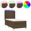 vidaXL Cama box spring c/ colch&atilde;o/LED 80x200cm tecido castanho-escuro