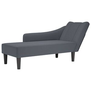 vidaXL Chaise Lounge com apoio de braço direito veludo cinzento escuro