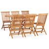 vidaXL 7 pcs conjunto jantar dobr&aacute;vel p/ exterior madeira teca maci&ccedil;a