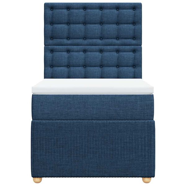 vidaXL Cama com molas/colch&atilde;o 90x190 cm tecido azul