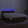 vidaXL Cama box spring c/ colch&atilde;o/LED 140x200cm tecido castanho-escuro