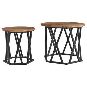 vidaXL Mesa Lateral 2 pcs madeira recuperada