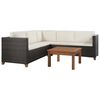 vidaXL 4 pcs conjunto lounge jardim c/ almofad&otilde;es vime PE castanho