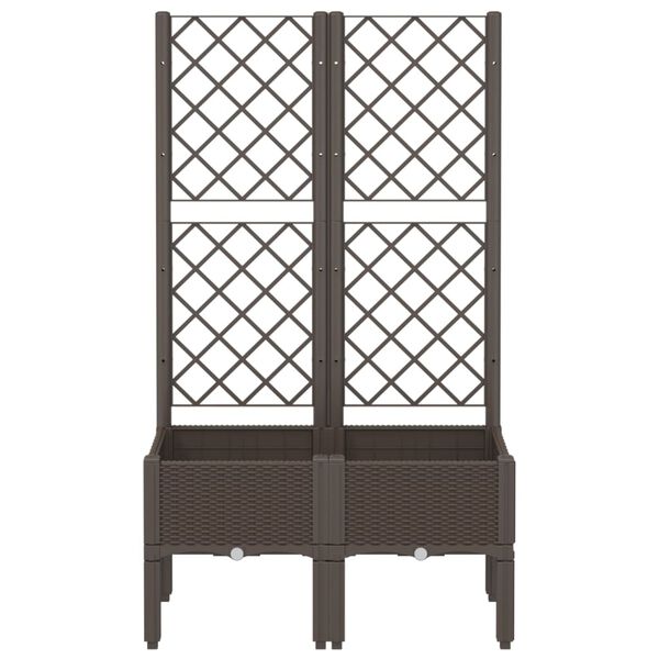 vidaXL Vaso/floreira de jardim c/ treliça 80x40x142 cm PP castanho