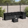 vidaXL 7 pcs conjunto de sof&aacute;s p/ jardim c/ almofad&otilde;es vime PE preto