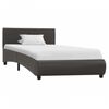 vidaXL Estrutura de cama c/ LEDs 90x200 cm couro artificial cinzento