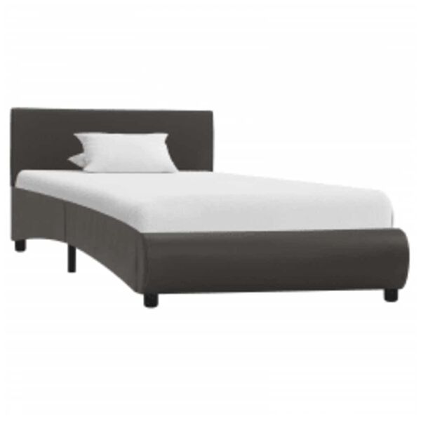 vidaXL Estrutura de cama c/ LEDs 90x200 cm couro artificial cinzento