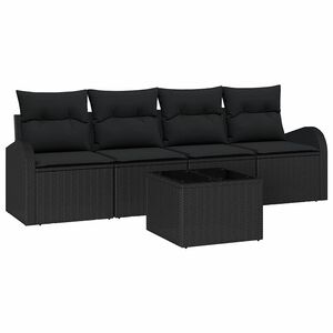 vidaXL Conjunto de Sof&aacute; de Jardim Manual Preto 55 x 55 x 37 cm vime PE