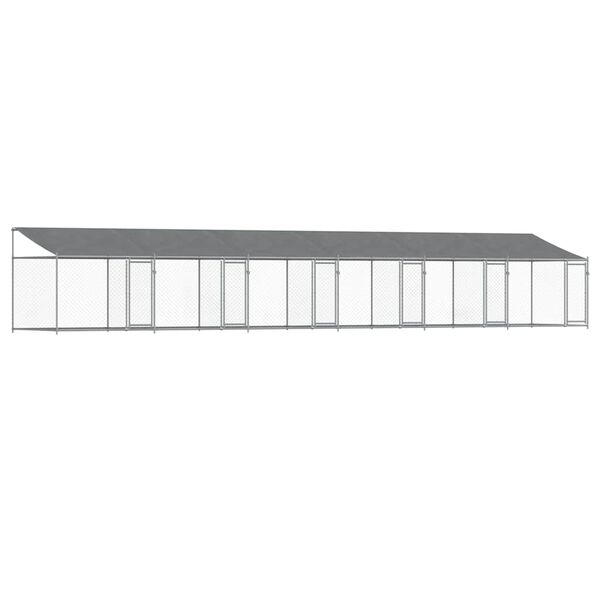 vidaXL Jaula para c&atilde;o com telhado/portas 12x2x2m a&ccedil;o galvanizado cinza