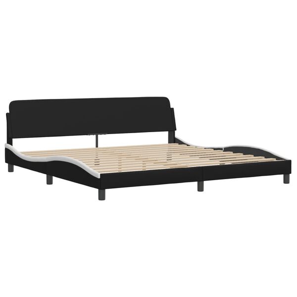 vidaXL Cama com colch&atilde;o Zadar 200x200 cm couro artificial preto e branco