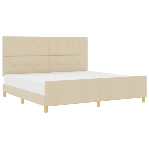 vidaXL Estrutura da Cama com cabeceira Creme 200 x 200 cm tecido