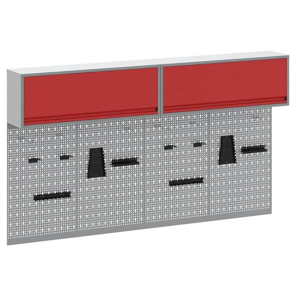 vidaXL Conjunto de Arm&aacute;rio de Ferramentas e Pegboard 6 pcs Vermelho