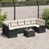 vidaXL Conjunto de Sof&aacute; de Jardim 8 pcs Preto e Creme vime PE
