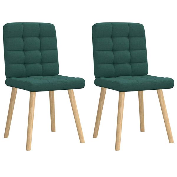 vidaXL Cadeiras de jantar 2 pcs tecido verde-escuro