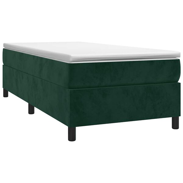 vidaXL Estrutura de cama com molas 90x200 cm veludo verde-escuro