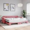 vidaXL Sofá-cama com gavetão e colchões 90x200 cm veludo rosa