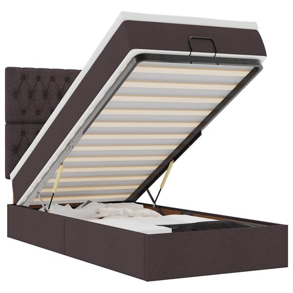 vidaXL Estrutura cama otomana colch&atilde;o 80x200 cm tecido castanho escuro