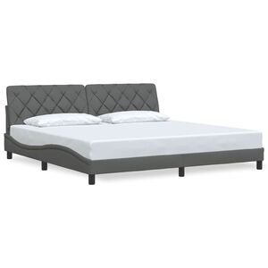 vidaXL Estrutura de cama sem colch&atilde;o 200x200 cm tecido cinzento-escuro