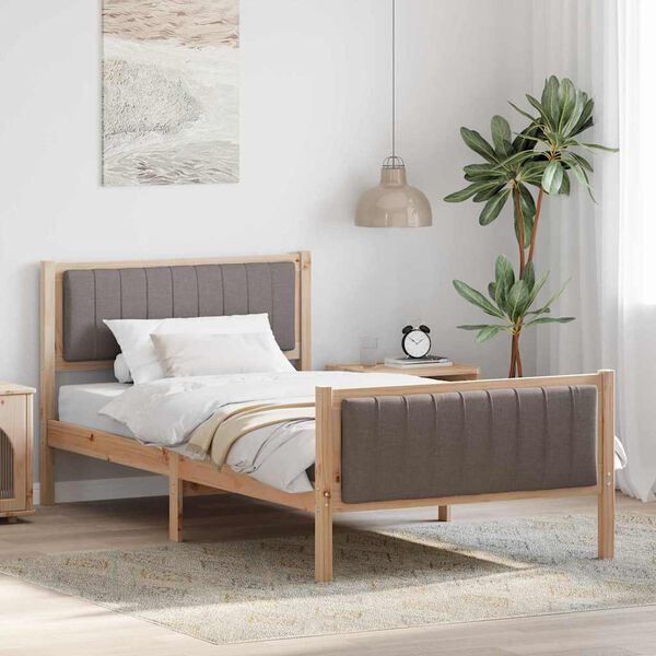 vidaXL Estrutura da cama com cabeceira Marrom e taupe 100 x 200 cm