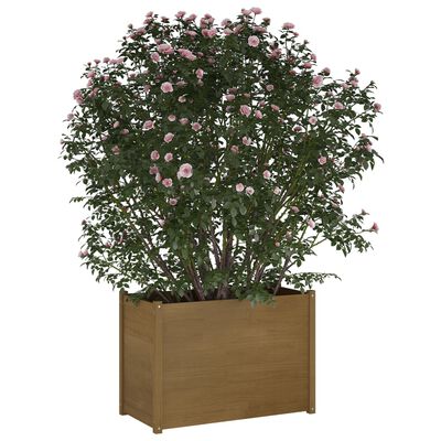 vidaXL Vaso/floreira de jardim 100x50x70 cm pinho maciço castanho-mel