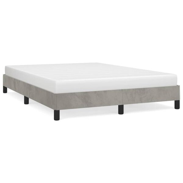 vidaXL Estrutura de cama sem colch&atilde;o 140x190 cm veludo cinzento-claro