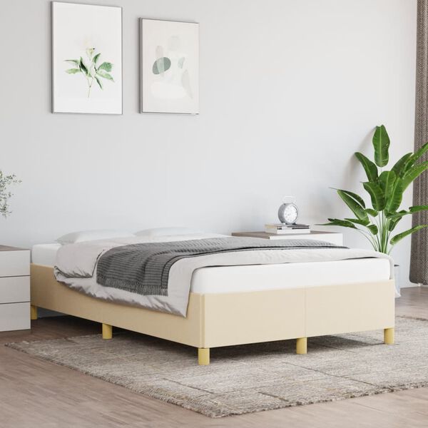 vidaXL Estrutura de cama sem colch&atilde;o 120x190 cm tecido creme