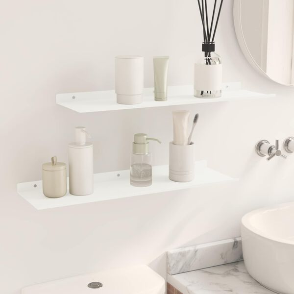 vidaXL Prateleira Flutuante 2 pcs Branco 60 x 18 x 2,5 cm A&ccedil;o