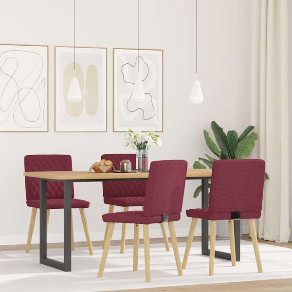 vidaXL Cadeiras de jantar 4 pcs tecido vermelho tinto