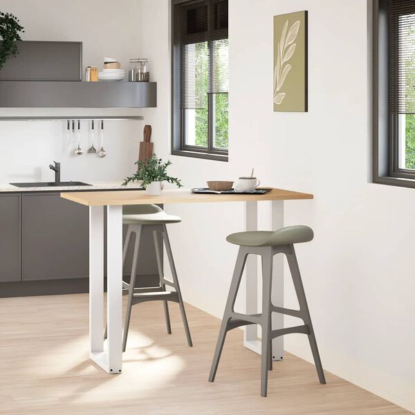 vidaXL P&eacute;s de mesa de bar em forma de U, 2 pe&ccedil;as, branco, 50x(100-101) cm, a&ccedil;o