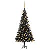 vidaXL &Aacute;rvore Natal artificial pr&eacute;-iluminada c/ bolas PVC preto