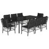 vidaXL 9 pcs conjunto de jantar p/ jardim c/ almofad&otilde;es vime PE preto