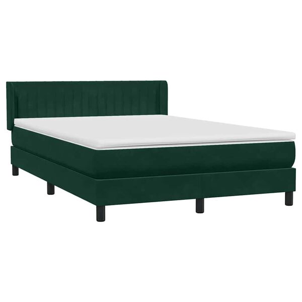 vidaXL Cama box spring com colch&atilde;o 160x210 cm veludo verde escuro