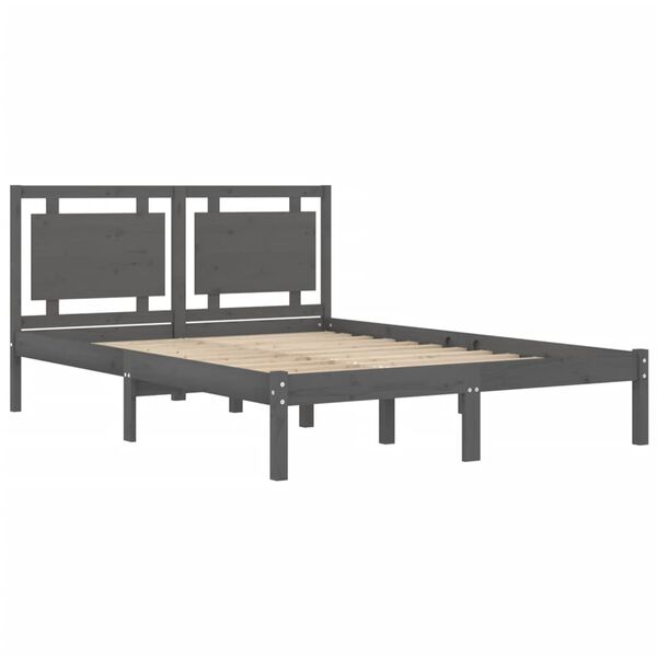 vidaXL Estrutura de cama 200x200 cm madeira maci&ccedil;a cinzento