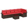 vidaXL Conjunto de Sof&aacute; de Jardim com almofada 7 pcs Castanho vime PE