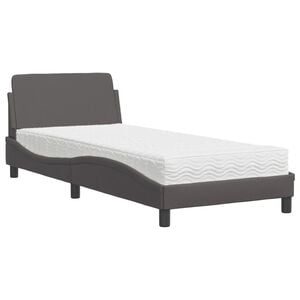 vidaXL Cama com colch&atilde;o Dover 80x200 cm couro artificial cinzento