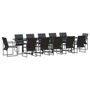 vidaXL Conjunto de Jantar para Jardim 13 unid. Preto A&ccedil;o