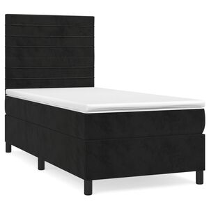 vidaXL Cama com molas/colch&atilde;o 100x200 cm veludo preto