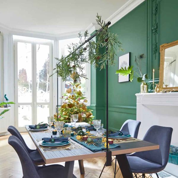 ProGarden Barra de mesa decorativa com grampo de mesa em metal preto