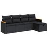vidaXL 5 pcs conjunto sof&aacute;s de jardim com almofad&otilde;es vime PE preto