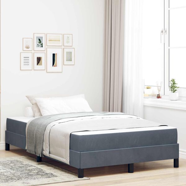 vidaXL Cama Box com colch&atilde;o Cinza Escuro 120 x 200 cm tecido