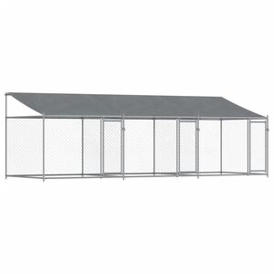 vidaXL Jaula para c&atilde;o com telhado/portas 6x2x2 m a&ccedil;o galvanizado cinza