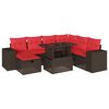 vidaXL Conjunto de sof&aacute; de jardim com 8 pe&ccedil;as e almofadas em rattan sint&eacute;tico marrom