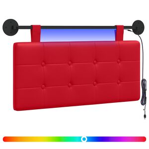 vidaXL Cabeceira suspensa Com luz LED Vermelho Couro Sint&eacute;tico
