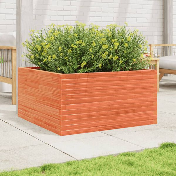 vidaXL Vaso/floreira de jardim 90x90x46 cm pinho maci&ccedil;o castanho-mel