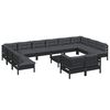 vidaXL 13 pcs conjunto lounge de jardim c/ almofad&otilde;es pinho preto