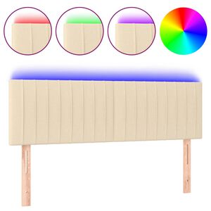 vidaXL Cabeceira de cama c/ luzes LED tecido 144x5x78/88 cm cor creme