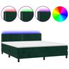 vidaXL Cama box spring c/ colch&atilde;o/LED 160x200 cm veludo verde-escuro